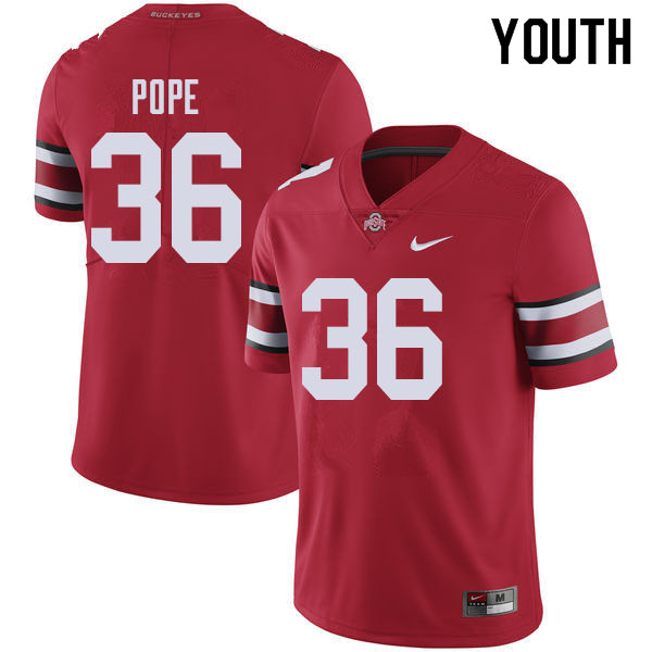 Youth #36 K'Vaughan Pope Ohio State Buckeyes College Football Jerseys Sale-Red